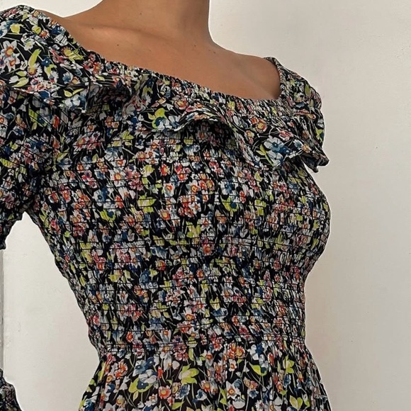 NWT Doen Rosenda Cotton Ruffle Smocked Long Sleeve Maxi Dress Blossom Breeze - Picture 6 of 16